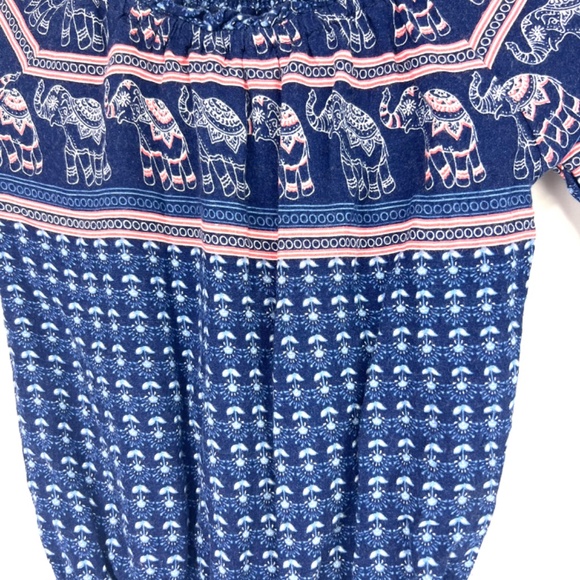 Japan Kids Girls Blue and Pink Elephant Motif Romper Size 7 - Picture 7 of 16